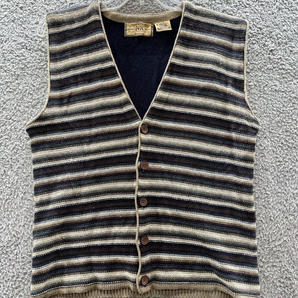 Levi's Striped Knit Vest in Black and Tan